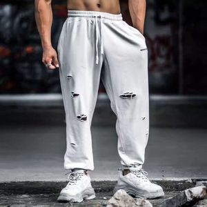 New Mens joggers Pants Fitness Ray Sports for Men Outdoor Running Hole Breaking Breaking Strendy Tie Tie Beat Guard