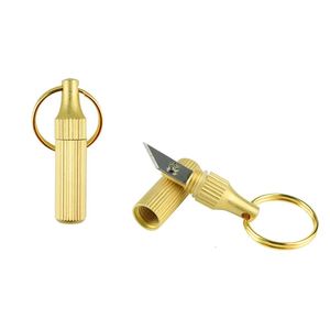 Disassemble Express Knife Key Chain Mini Brass Pendant Small Unpacking Artifact Portable Capsule 240506