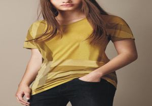 Kvinnor Plaid T Shirt England Fashion Short Sleeve Oneck Cotton Classic Tshirt Girls Tees Woman Streetwear Clothing Tops Yellow or7957462