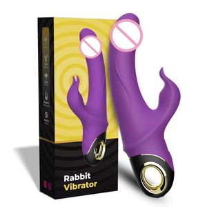 Andra hälsoskönhetsartiklar kraftfulla silikon kaninvibrator för kvinnor bröstvårtor klitoris stimulator g spot massager dildo kvinnliga vuxna varor s y240503