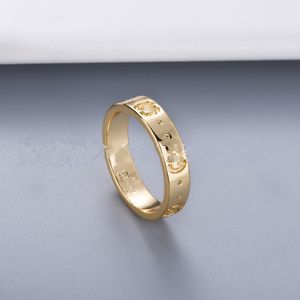 As Original logo G engrave boy girl band Ring 18K Gold Silver letter Rings Women men designer lovers wedding Jewelry Lady Party Gifts USA size 6 7 8 9 10