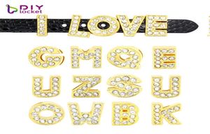 130PCS 8MM Gold Color Slide Letters Charms English Alphabet AZ Fit Bracelet Wristband Pet Name Collar Dog Collar LSSL071303008674