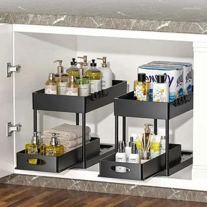 싱크대 주최자 랙 아래의 저장 주방 2 계층 샴푸 세제 캐비닛 향료 욕실 화장품 1pcs