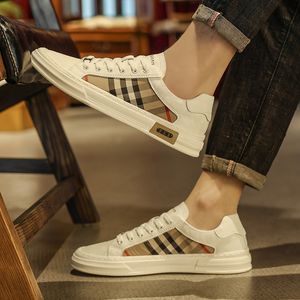 Männerschuhe Sommer atmungsaktives dünnes pu Patchwork Muster karierte Regenschirm Stoff flacher Boden vielseitige Sport- und Freizeitschuhe