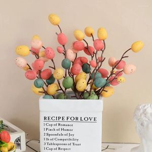 Decorative Flowers 1/2/3pcs Colorful Easter Egg Tree Branch Artificial Flower Fake Plant DIY Craft Wreath Accessories Home Festive Party