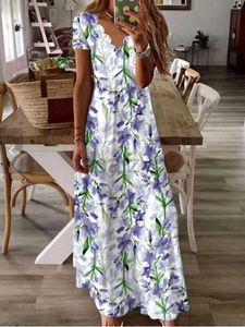 Lässige Kleider Designer-Kleid Frauen Sommer Mode Burnout V-Ausschnitt mit kurzem Ärmel Bohemian Kleid Plus Size Kleider