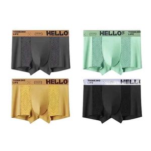 UNDUPTS 4pcs Erkek Seksi Boksör Mesh Nefes Alabilir Erkek Panties Düz Renk Rahat Boksör Şort Erkekler Büyük Boy Xs-XL Y240507