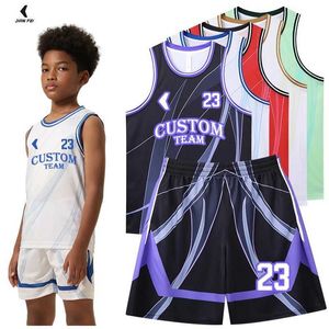 Jerseys Professional ldren Basketball Uniform Set Breathable Kids Basketball Shirts Quick Dry Cheap Basketball Jersey For Boys 244 H240508