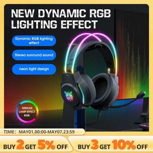 Headsets ONIKUMA gaming headset wired headphone player PC PS4 with RGB light highdefinition flexible microphone headphones suitable for Xbox PS5 compu J240508