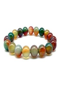 Donne bracciale naturale colorate perle in pietra braccialetti elastici da 10 mm Bangel a doppio colore corniola