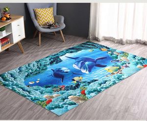 Impressão 3D Padrão moderno Carpete europeu de não -lip para crianças para a sala Casa do quarto Floral Animals World Bedside Rugs7837118