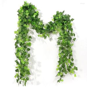 Fiori decorativi 210 cm pianta sospesa artificiale finta vite ivy foglia verde ghirlany ghirlaland ghirder decorazioni esterni a parete festeggia