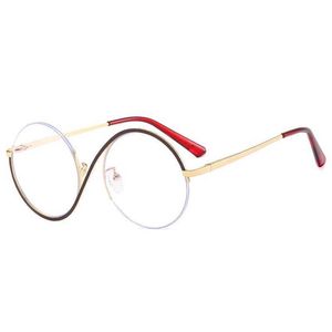 Solglasögon Cirkulär metall Halva ram Anti Blue Light Optical Glasses Frame Womens Fashionable Computer Solglasögon Designer Overdimensionerade glasögon Polis