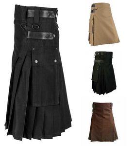 Mens Scottish Solid Classic Retro Traditional Plaid Skirt Medieval Personality Scottish Kilts Pattern Trousers Skirts 2011098204056