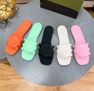 Designer Sandals Women Interlocking G Slides Slifori di gomma Signore Ladies Flat Beach Script Orange Summer Fall Muli Luxo impermeabile all'aperto