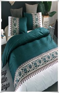 Projektowne łóżko zestawy proste luksusowe zestaw pościeli king size Jacquard kwiatowy z nadrukiem łóżko lniane zestawy okładki kołdry pokrowce b5508995