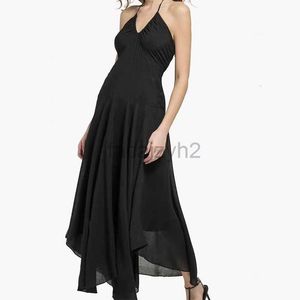 Casual Dresses Designer Dress 2024 Summer New V-neck Hanging Neck Long Dress Solid Color Sleeveless Open Back Sexy Dress for Women Plus size Dresses