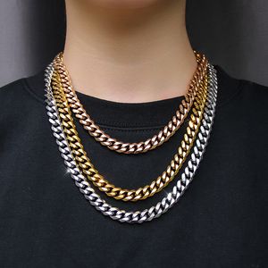 Chain Cuba Aço inoxidável de aço de seis lados Jóias de jóias de hip hop tends de titânio aço cuba colar de colar de clavículas feminina e feminina cadeias moissanitas para homens