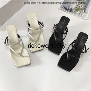 Raden 2023 sommar ny * Rad Square Head Strap Cat Heel Women's Sandals Fashion Elegant Leather Clip Toe Slippers E0ph
