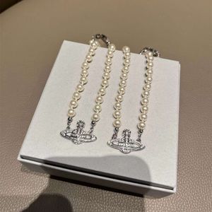 Designer smycken hänge halsband hög dowager pärla halsband kvinnlig saturn klassisk vit diamantrosa diamant mesh röd ljus lyx krage kedja