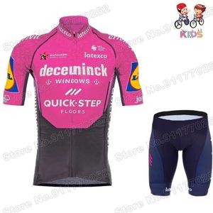 Set da corsa Pink Quick Step 2024 Kids Cicling Jersey Set Boys Girls Abbigliamento camicia per biciclette per biciclette per biciclette Mtb Maillot Cycryme