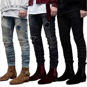 Herren Jeans 2022 Fashion Herren zerrissen Skiny Jeans Männer Hip Hop High Strt Jeanshose Pantn Homme T240507