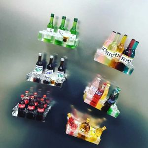 3pcsfridge mıknatıslar güzel mini içecek buzdolabı mıknatıs bira şarap buzdolabı dekoratif ürünler sevimli minyatür ev simülasyon pervane