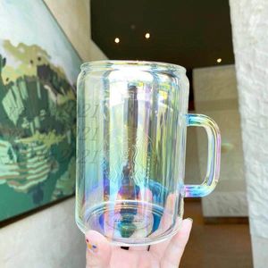 Heiße Verkäufe 700 ml Ttarbucks Cup Creative Design Glass Trinken Strohhalm Kälte Getränk Tasse Frühstück Milk Cup Laserdruck kostenloser Versand 283o