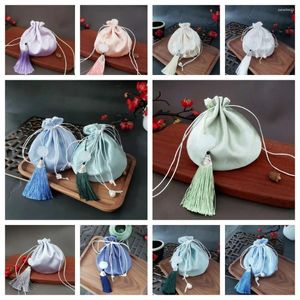 Sacos de compras pura cor hanfu tassel saco de cordão mini bolsa de moedas pérolas sachê chinês de sachet de grande capacidade decoração