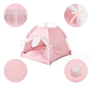 RSBC Cat Beds Furniture Sweet Princess Cat Bed Foldable Cats Tent Dog House Bed Kitten Dog Basket Beds Cute Cat Houses Home Cushion Pet Kennel Products d240508