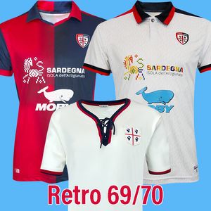 23 24 camisas de futebol Cagliari 2023 2024 69 70 Retro 1969 1970 Ranieri Benetti Lapadula Pavoletti Luvumbo Simeone Nandez Mancosu Men Kit Kit Camisa de Footbll