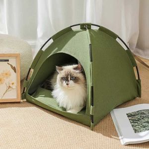 Kedi Yatak Mobilya Pet Nest Çadır Nefes Alabilir Kat Kedi Açık Çadır Düz Renk Kedi Yuvası Konforlu Portatif Portable Yarı Sezon Kedi Evi D240508