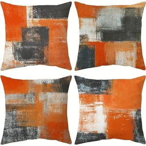 Pillow Decorative Throw Covers Burnt Orange Cover Taupe Abstract Art Painting For Sofa Couch Bedroom No Core