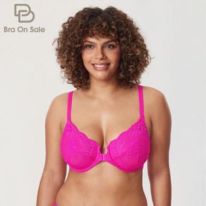 Bras Женская кружевная кружевная шнурка Bra Bra Plus Plus Full Lopage Sexy Plunge No Padded Upplire Unlishern