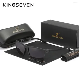 Sonnenbrille Kingseven klassischer schwarzer Rahmen für Männer UV -Schutz Polarisation HD TAC Hochwertige Vintage -Designerbrille