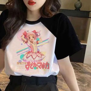 Koszulka damska Madoka T Shirt Women Y2K Anime Tshirt Girl Strtwear Ubrania Y240506
