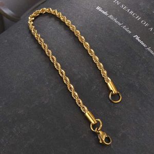 Chain Stainless Steel Rope Chain Bracelet Womens Bracelet Gold Minimalist 3mm 4mm Handmade Accessories Trend Hippie Jewelry Womens C048 J240508