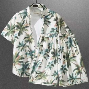 Herrspårsugnar Nya Hawaii Tropical Beach Set Short Sleeve Shirt Högkvalitativa modemän och kvinnors resor Set Lightweightl2405