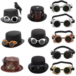 Retro Gothic Men Steampunk Hut Pest Doktor Cosplay Hats Caps Dampf Punk Cyber Brille Brille Halloween Party Magier Props5521918