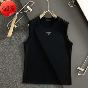 fashion men T shirt designer t shirts mens womens solid color metal triangle sleeveless Tee casual loose oversized simple pullover cotton sports tee top