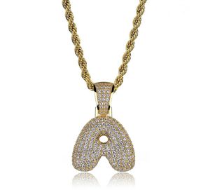 Hip Hop Jewelery Diamond Necklace Iced Out Chains Micro Cubic Zirconia Copper Halsband Set med diamanter 18K Guldpläteringsbrev 1231975