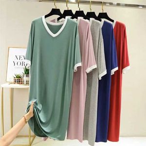 Pajamas Modal short sleeved pajamas loose fitting dresses for womens spring and summer casual long pajamas for womens cotton evening dressesL2405