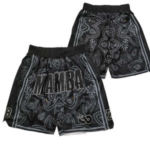 Mäns shorts män basket shorts mamba svart blomma fyra fickdragare broderier utomhussport shorts strandbyxor 2024 Ny T240507