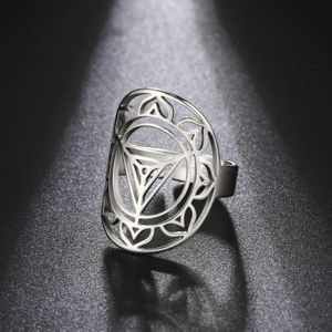 Wedding Rings Skyrim Kali Yantra Meditation Ring Women Men Stainless Steel Gold Color Adjustable Yoga Hindu Lotus Rings Jewelry Valentine Gift