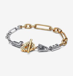 925 Sterling Silver Chain Twotone Love Links Bracciale per Women Fashion Jewelry Valentine039s Day Gift7006477