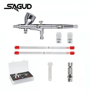 Наборы аэрографа Sagud 02 мм игла с ключом и разъем Adapter Dual Action для татуировки для ногтевого пирога 240423