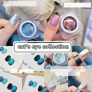 Nagelgel Katze Augenkollektion Blau rosa grüne Foto Kleber weiße Eiskristallpolitur UV Licht für Nägel Q240507