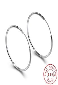 Orecchini a cerchio di grandi dimensioni 925 minimalisti in argento sterling femmina Orecchini con fibbia del cerchio rotondo grande per donne per donne SE1348575633