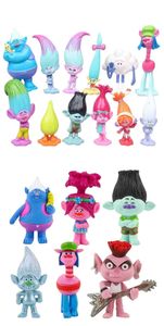 Action Toy Figures 3-6cm 12pcs/Set Trolls Branch Critter Skitter Figures Trolls Children Trolls PVC Action Figure Toy Cartoon Character Kids Gifts T240506