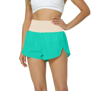 Shorts femininos Cores contrastantes de cintura alta elástico Sports Sports Sports Spring Summer Troushers vendendo calças